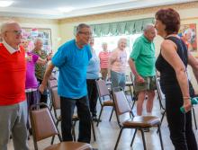Residents enjoying a exercise workout.