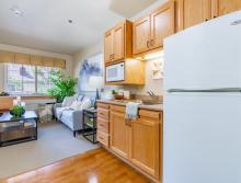 Eskaton Village Placerville apartment kitchen and living room