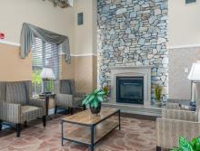 Eskaton Village Roseville lobby fireplace