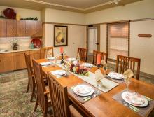 Private dining room with eight place settings