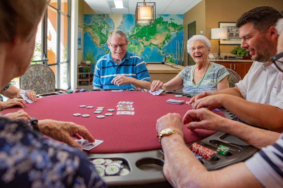 Residents playing cards