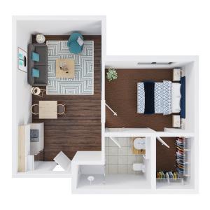 Assisted Living: Floor Plan C - one bedroom 587 sq. ft.