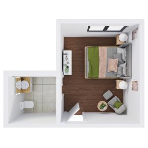 Memory Care: Floor Plan MC - one bedroom 218 sq. ft.