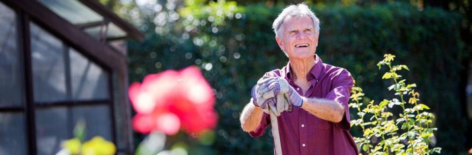 Resident working in the garden