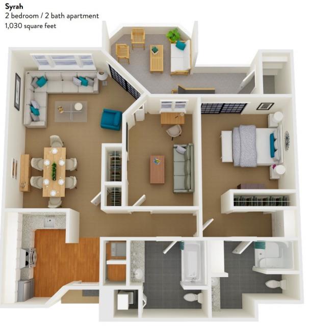 The Syrah (2 bedroom / 2 bath apartment)