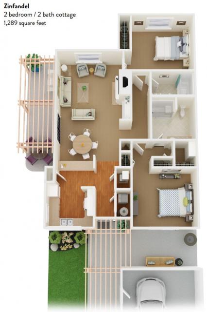 The Zinfandel (2 bedroom / 2 bath cottage )