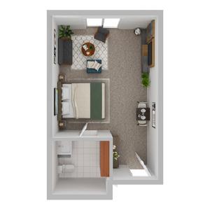 Memory Care: Floor Plan D - Private Room 321 sq. ft.