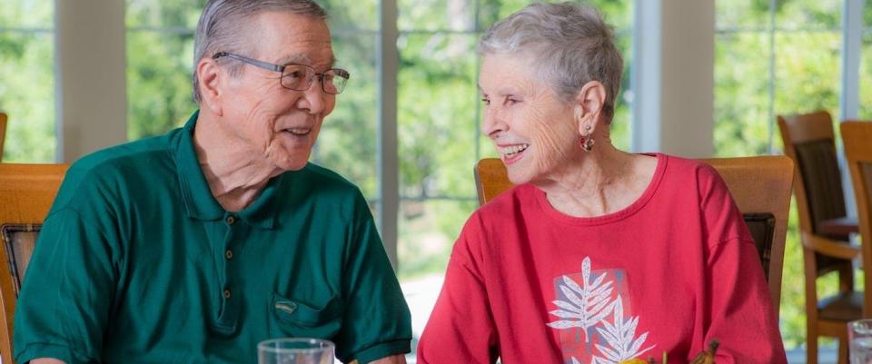 Smiling couple in the dining room