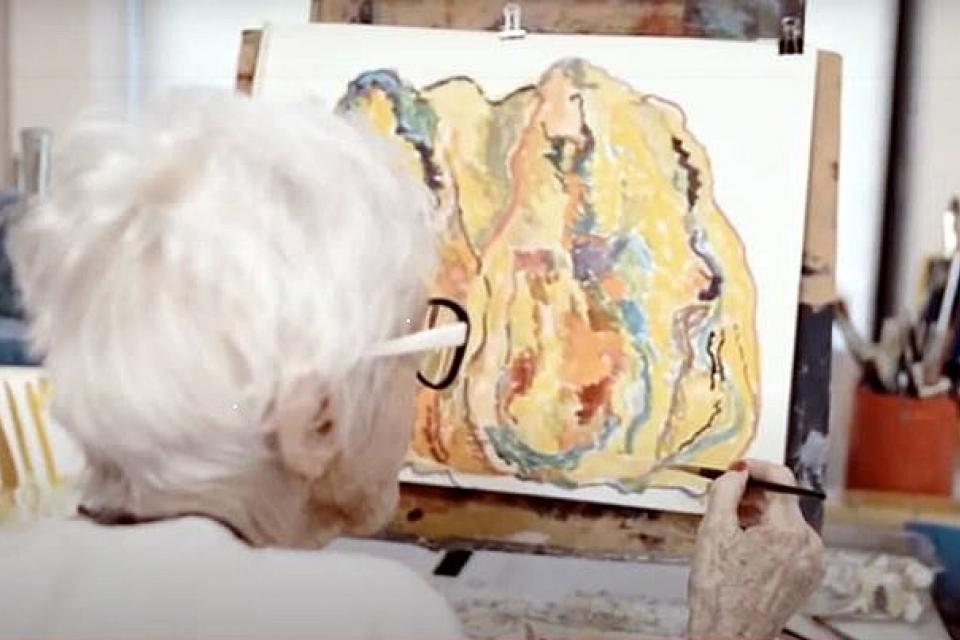 resident painting on canvas