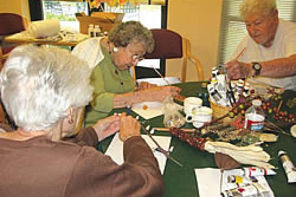 Residents enjoying an art activity