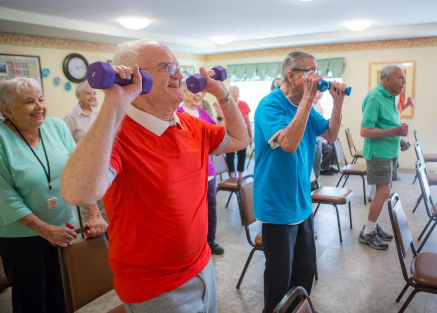 Residents working out