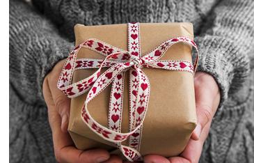 Person holding a care package