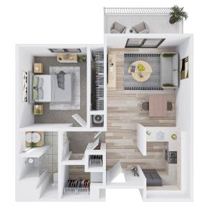 Ash 1 Bedroom, 1 Bathroom 649 sq. ft.