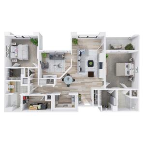 Oak 2 Bedrooms, 2 Bathrooms, Den 1,356 sq. ft.