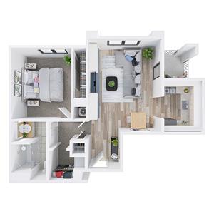 Pine 1 Bedroom, 1 Bathroom 662 sq. ft.