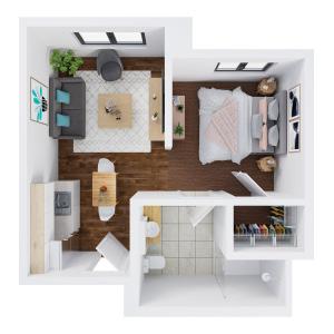 Emerald Assisted Living: Floor Plan - one bedroom 433 sq. ft.