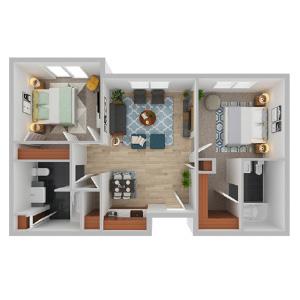Floor plan -  two bedroom apartment 773 sq. ft.