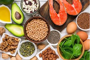 An assortment of healthy foods and grains
