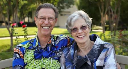 The Nelsons sitting on their patio