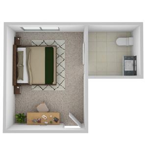 Village Lodge - Plan MC Memory Care One-Bedroom / One Bath 209 square feet